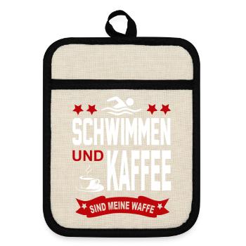 Schwimmen Sport Verein  - Topflappen mit Gummirückseite - Leinen/Schwarz  - Vorne