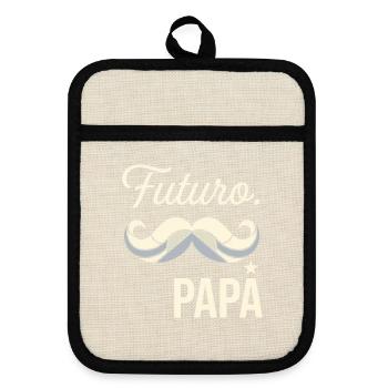 Ankündigung der Retro-Schwangerschaft zum zukünftigen Vater-Schnurrbart - Topflappen mit Gummirückseite - Leinen/Schwarz  - Vorne