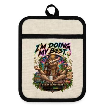 2621-3YE ABTEILUNG – ICH GEBE MEIN BESTES - Topflappen mit Gummirückseite - Leinen/Schwarz  - Vorne