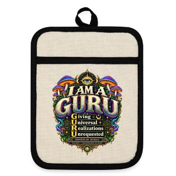 2625-3Y 3YE ABTEILUNG – ICH BIN EIN GURU - Topflappen mit Gummirückseite - Leinen/Schwarz  - Vorne