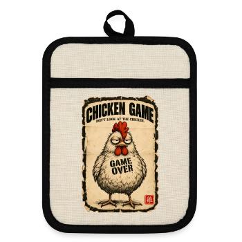  Chicken Game Don’t Look at the Chicken  - Topflappen mit Gummirückseite - Leinen/Schwarz  - Vorne