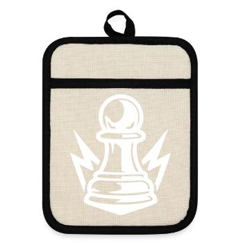 Schach Bauer - Topflappen mit Gummirückseite - Leinen/Schwarz  - Vorne