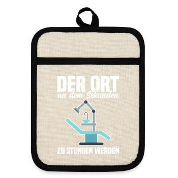 Zahnarzt Sprüche - Topflappen mit Gummirückseite - Leinen/Schwarz  - Vorne