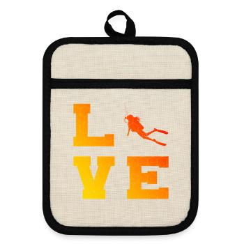 Scuba Diving Geschenkidee für Unterwasserabenteuer - Topflappen mit Gummirückseite - Leinen/Schwarz  - Vorne