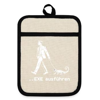 Programmierer EXE Ausführen Computer Nerd Humor - Topflappen mit Gummirückseite - Leinen/Schwarz  - Vorne