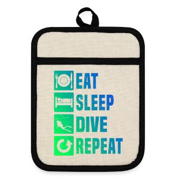 Geschenkidee für eine Freediverin mit Scuba Diving - Topflappen mit Gummirückseite - Leinen/Schwarz  - Vorne