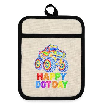Happy Dot Day Monster Truck - Topflappen mit Gummirückseite - Leinen/Schwarz  - Vorne