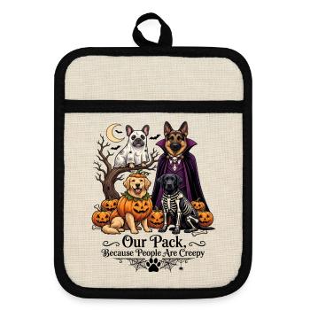 Hunde Halloween Hound Parade - Topflappen mit Gummirückseite - Leinen/Schwarz  - Vorne