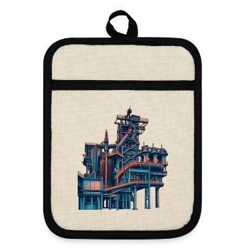 Landschaftspark Duisburg Risograph - Topflappen mit Gummirückseite - Leinen/Schwarz  - Vorne