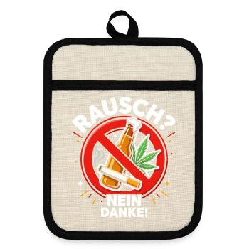 Anti Drogen - Topflappen mit Gummirückseite - Leinen/Schwarz  - Vorne