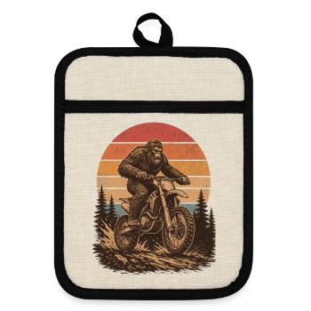  Bigfoot Dirt Bike Sasquatch Motocross Vintage - Topflappen mit Gummirückseite - Leinen/Schwarz  - Vorne