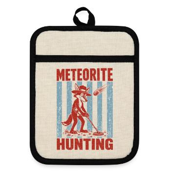  Meteoritenjagd Coyote Metalldetektion Retro - Topflappen mit Gummirückseite - Leinen/Schwarz  - Vorne
