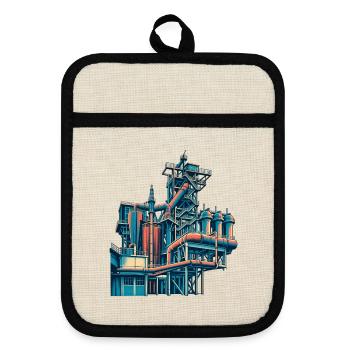 Landschaftspark Duisburg Retro - Topflappen mit Gummirückseite - Leinen/Schwarz  - Vorne