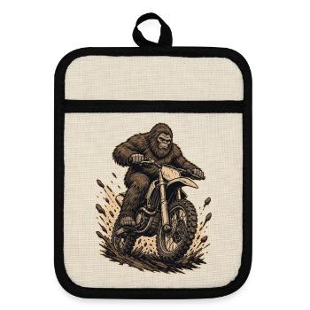  Bigfoot Dirt Bike Motocross Sasquatch Riding - Topflappen mit Gummirückseite - Leinen/Schwarz  - Vorne