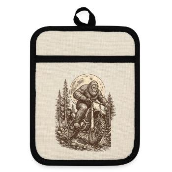  Bigfoot Riding Dirt Bike Motocross Sasquatch - Topflappen mit Gummirückseite - Leinen/Schwarz  - Vorne