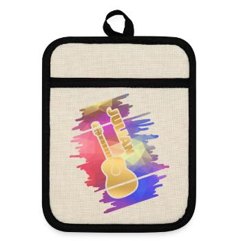Gitarrenspielen Julian - Topflappen mit Gummirückseite - Leinen/Schwarz  - Vorne