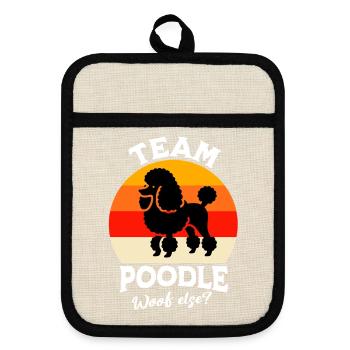 Team Pudel - Topflappen mit Gummirückseite - Leinen/Schwarz  - Vorne