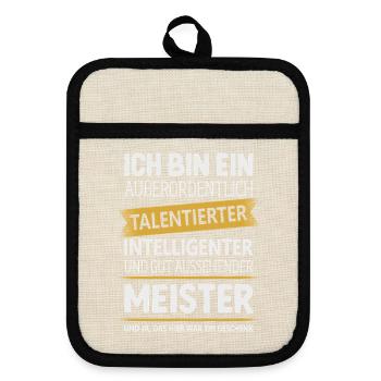 Meister Handwerk Meisterprüfung Handwerker - Topflappen mit Gummirückseite - Leinen/Schwarz  - Vorne