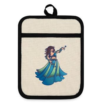 Azure Star Dancer - Topflappen mit Gummirückseite - Leinen/Schwarz  - Vorne