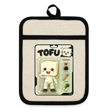Tofu-Spielzeug-Actionfigur Charm - Topflappen mit Gummirückseite - Leinen/Schwarz  - Vorne