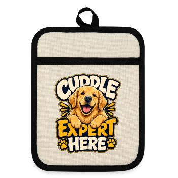 Golden Retriever - Topflappen mit Gummirückseite - Leinen/Schwarz  - Vorne