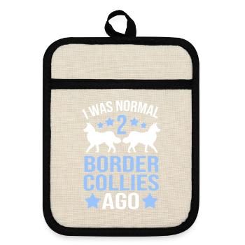 Border Collie - Topflappen mit Gummirückseite - Leinen/Schwarz  - Vorne