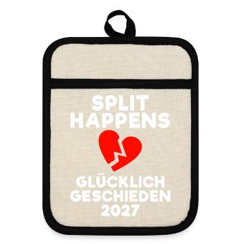 Scheidung 2027 Scheidungsgeschenk Scheidungsparty - Topflappen mit Gummirückseite - Leinen/Schwarz  - Vorne