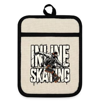 Inline Skating Streetstyle – Inlineskater - Topflappen mit Gummirückseite - Leinen/Schwarz  - Vorne