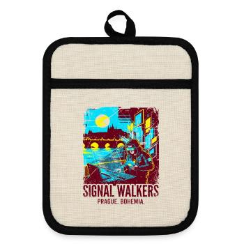 Programmer Signal Walkers Prague Bohemia - Topflappen mit Gummirückseite - Leinen/Schwarz  - Vorne