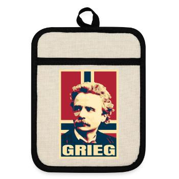Edvard Grieg, norwegischer Komponist klassischer Musik - Topflappen mit Gummirückseite - Leinen/Schwarz  - Vorne
