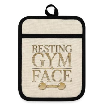Personal Trainer Resting Gym Face Fitness Mentor - Topflappen mit Gummirückseite - Leinen/Schwarz  - Vorne