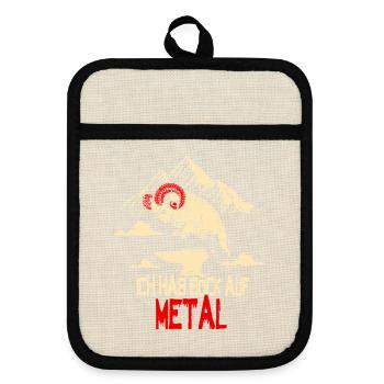 Bock Auf Metal Heavy Death Metal Musik Funny - Topflappen mit Gummirückseite - Leinen/Schwarz  - Vorne