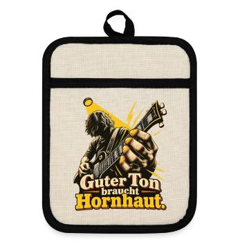 Gitarrist Gitarre Gitarrenspieler Hornhaut - Topflappen mit Gummirückseite - Leinen/Schwarz  - Vorne