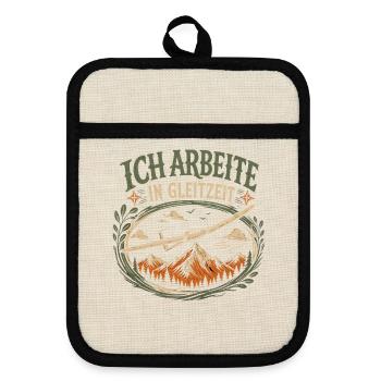 Arbeite in Gleitzeit Segelflieger - Topflappen mit Gummirückseite - Leinen/Schwarz  - Vorne