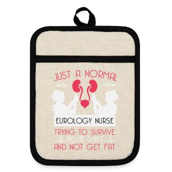 Urologie-krankenschwester-Nachtschicht Urologie - Topflappen mit Gummirückseite - Leinen/Schwarz  - Vorne