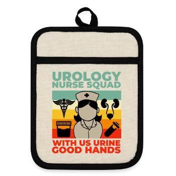 Abteilung Für Urologie Und Krankenpfleger - Topflappen mit Gummirückseite - Leinen/Schwarz  - Vorne