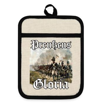 Preußische Uniform Geschenk preußisch blau Flagge - Topflappen mit Gummirückseite - Leinen/Schwarz  - Vorne