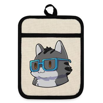  Mathe Katze Nerd - Topflappen mit Gummirückseite - Leinen/Schwarz  - Vorne