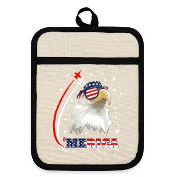 Merica Eagle - Topflappen mit Gummirückseite - Leinen/Schwarz  - Vorne