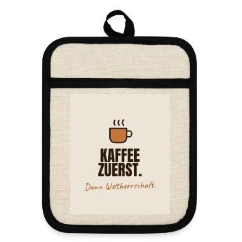 Kaffee - Topflappen mit Gummirückseite - Leinen/Schwarz  - Vorne