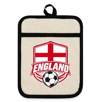 England Fußball - Topflappen mit Gummirückseite - Leinen/Schwarz  - Vorne