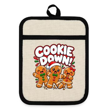 Cookie Down Weihnachtskekse Party - Topflappen mit Gummirückseite - Leinen/Schwarz  - Vorne