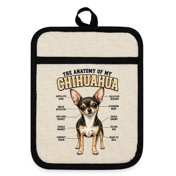 Chihuahua Hundebesitzer T Chihuahua Gassi  - Topflappen mit Gummirückseite - Leinen/Schwarz  - Vorne