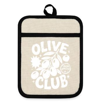 olive club - Topflappen mit Gummirückseite - Leinen/Schwarz  - Vorne