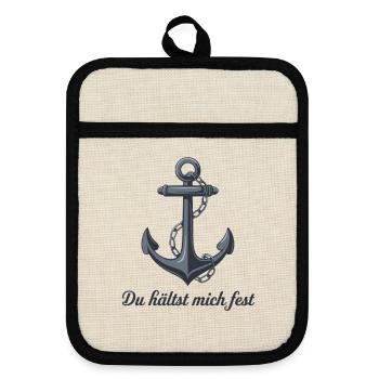  Du Hältst Mich Fest Anker Liebe Partnerschaft - Topflappen mit Gummirückseite - Leinen/Schwarz  - Vorne