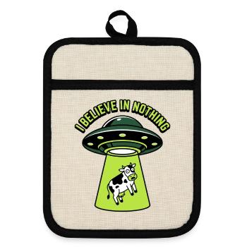 Trust No Pixel – Alien-Entführung - Topflappen mit Gummirückseite - Leinen/Schwarz  - Vorne