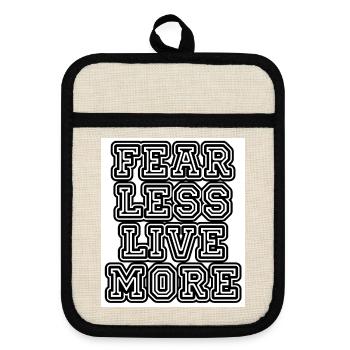 fearlesslivemore - Topflappen mit Gummirückseite - Leinen/Schwarz  - Vorne