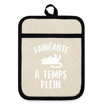FAINÉANTE à temps plein - Maniques avec dos en caoutchouc - lin/noir  - Devant