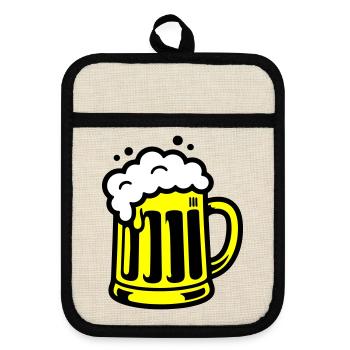 Icône de chope de bière - Maniques avec dos en caoutchouc - lin/noir  - Devant