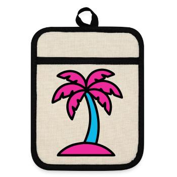 Vaporwave des années 90 de Neon Palm Tree - Maniques avec dos en caoutchouc - lin/noir  - Devant